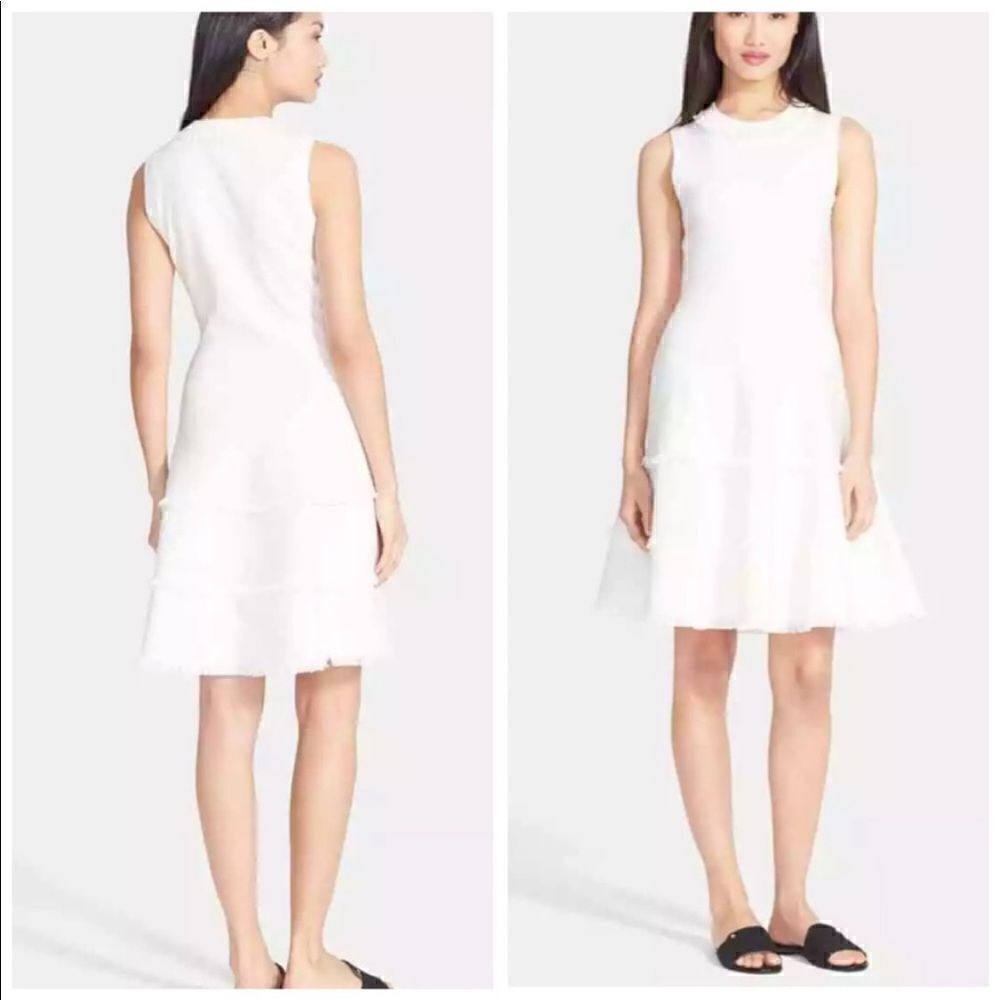 Kate Spade New York Bone White Fringe Trim Dress